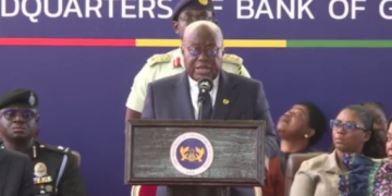 Akufo-Addo at the Bank Square Commissioning