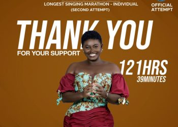 Afua Asantewaa ends 121-hour sing-a-thon in second GWR attempt