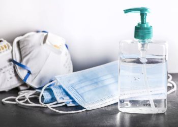 Covid mask and sanitiser