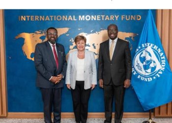 IMF Boss with BOG Governor and Finance Minister