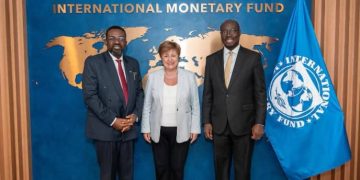 IMF Boss with BOG Governor and Finance Minister
