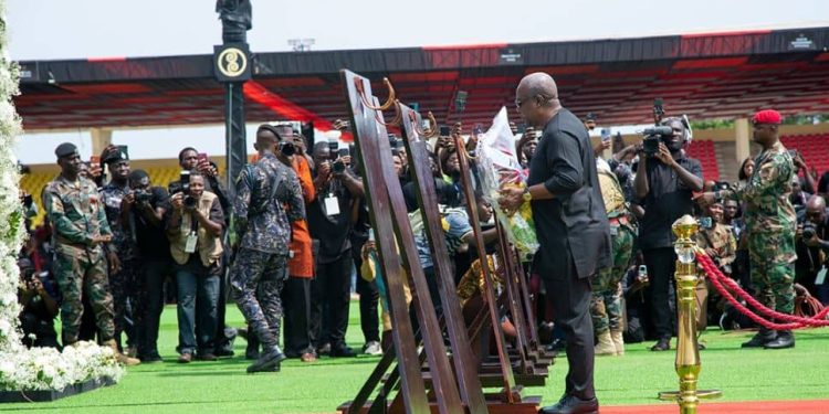 Mahama pays tribute to Nana Konadu Agyeman-Rawlings at state funeral