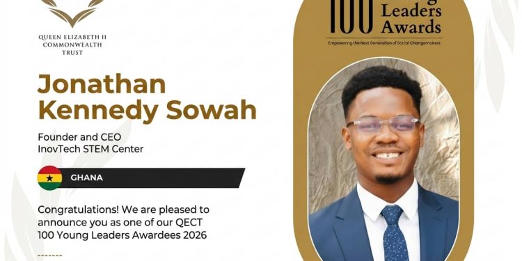 Ghana’s Jonathan Sowah named among QECT 100 Young Leaders for transforming STEM education